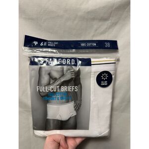 New Stafford Full Cut White Briefs Six Pair Package 100% Cotton Mens Size 38